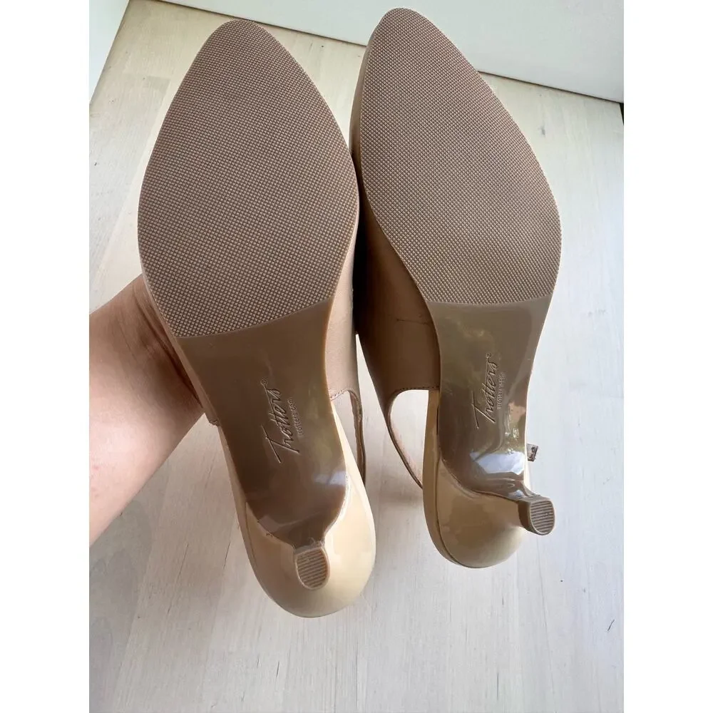 Trotters Keely Beige Leather Kitten Heel Pumps Comfort Dress Shoes Size 6